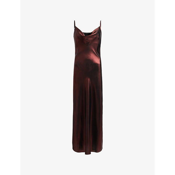 Allsaints Hadley metallic woven midi slip dress