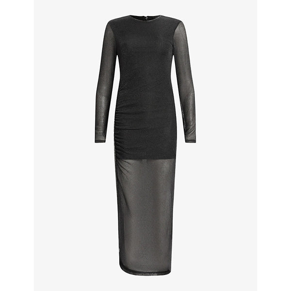 Allsaints Nora ruched sparkle knitted midi dress