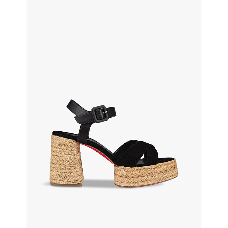 Christian Louboutin Calakala 85 suede and leather heeled espadrilles | Christian Louboutin