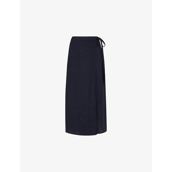 Whistles Wrap split-front linen midi skirt