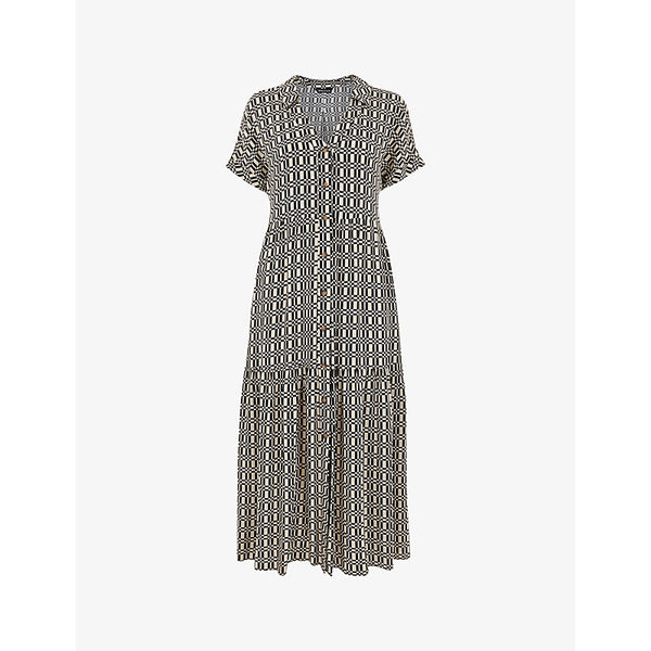 Whistles Link check-print woven midi dress | WHISTLES