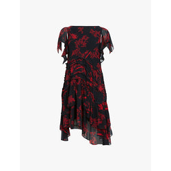 Allsaints Callie boat-neck floral woven mini dress | ALLSAINTS