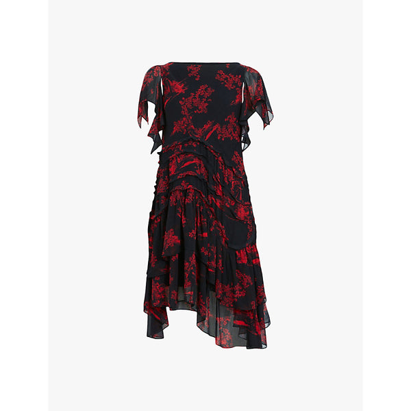 Allsaints Callie boat-neck floral woven mini dress