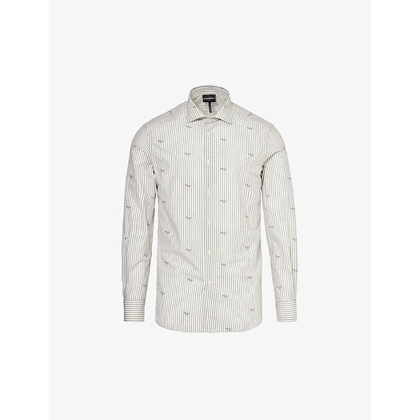  Emporio Armani Stripe-print regular-fit cotton-poplin shirt