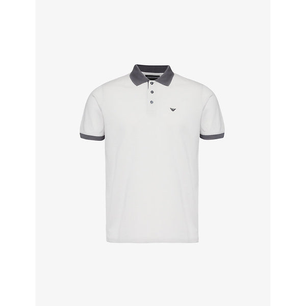  Emporio Armani Brand-embroidered relaxed-fit cotton-pique polo shirt