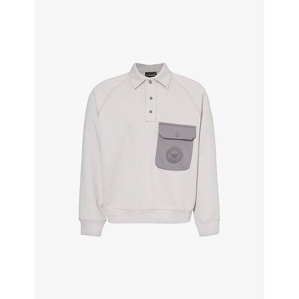  Emporio Armani Patch-pocket relaxed-fit cotton-blend jersey sweatshirt