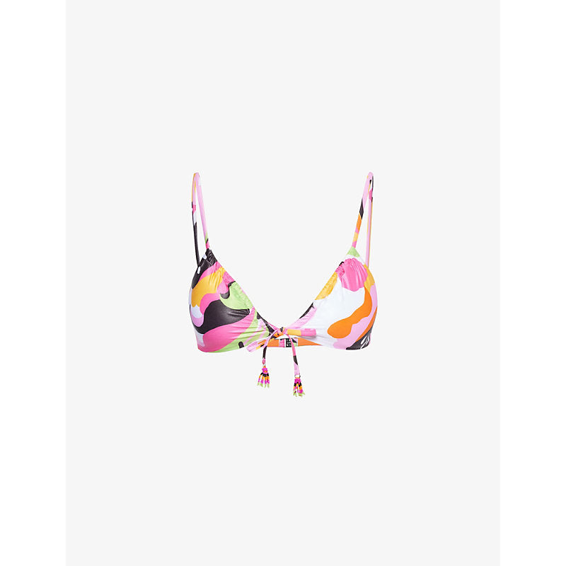  Seafolly Rio abstract-print stretch-recycled polyester bikini top