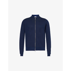  John Smedley Baseball-collar long-sleeve wool knitted jacket