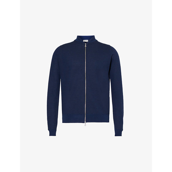  John Smedley Baseball-collar long-sleeve wool knitted jacket