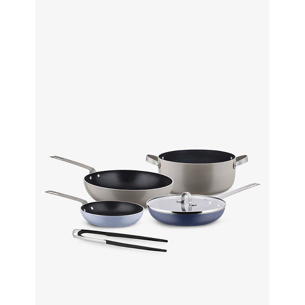 Alessi Tama aluminium stainless steel pots and pans set