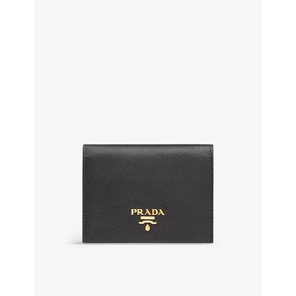  Prada Logo-plaque small leather wallet