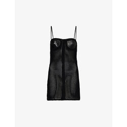 Alexander Wang Contrast-panel slim-fit leather and knitted mini dress | ALEXANDER WANG