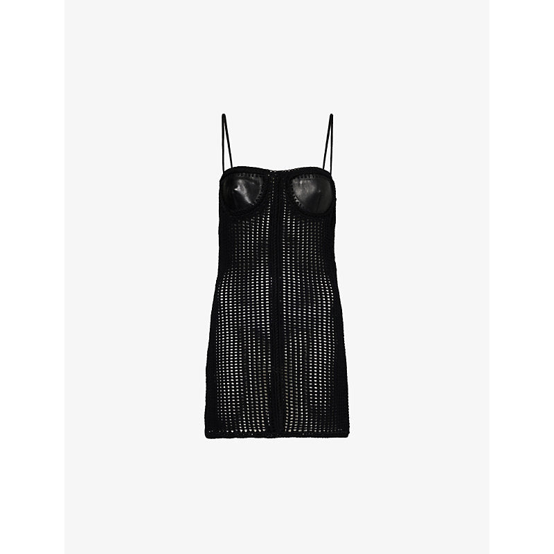 Alexander Wang Contrast-panel slim-fit leather and knitted mini dress | ALEXANDER WANG