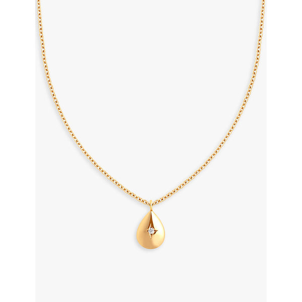  Astrid & Miyu Pear Charm 18ct yellow gold-plated recycled sterling-silver and cubic zirconia necklace