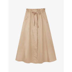  The White Company Paperbag-waist organic-cotton poplin midi skirt