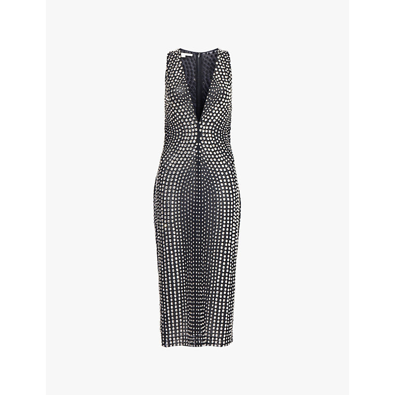 Stella Mccartney V-neckline crystal-embellished mesh midi dress | STELLA MCCARTNEY