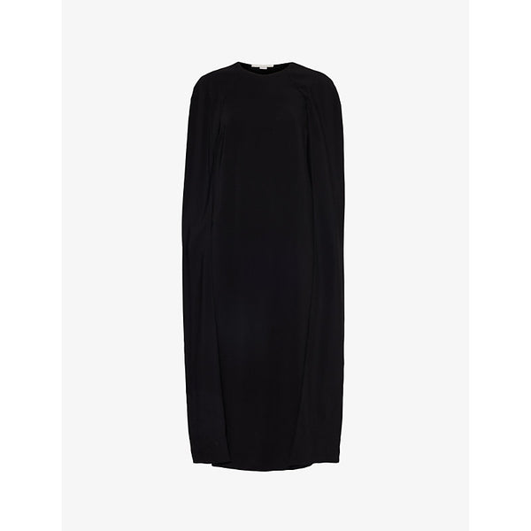 Stella Mccartney Round-neck cape-overlay stretch-woven midi dress | STELLA MCCARTNEY