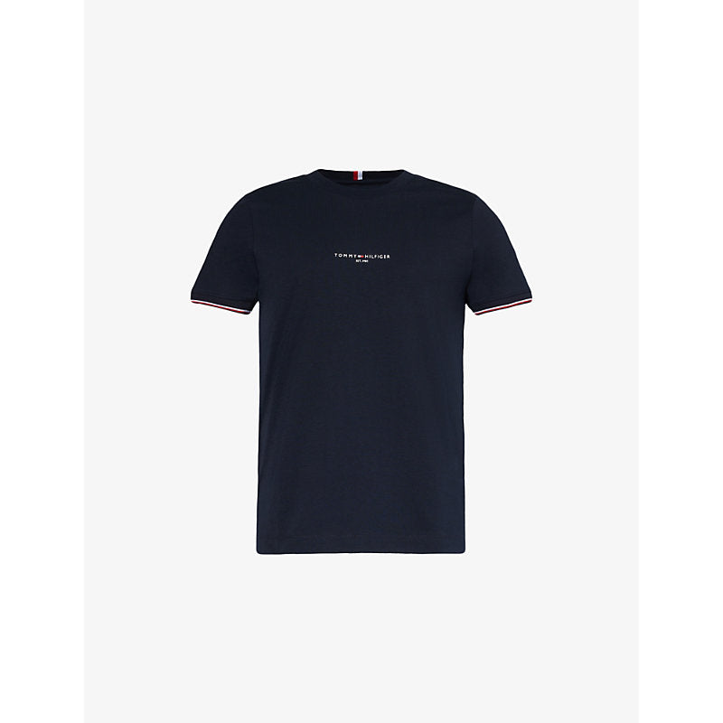  Tommy Hilfiger Logo-embossed short-sleeve cotton-jersey T-shirt