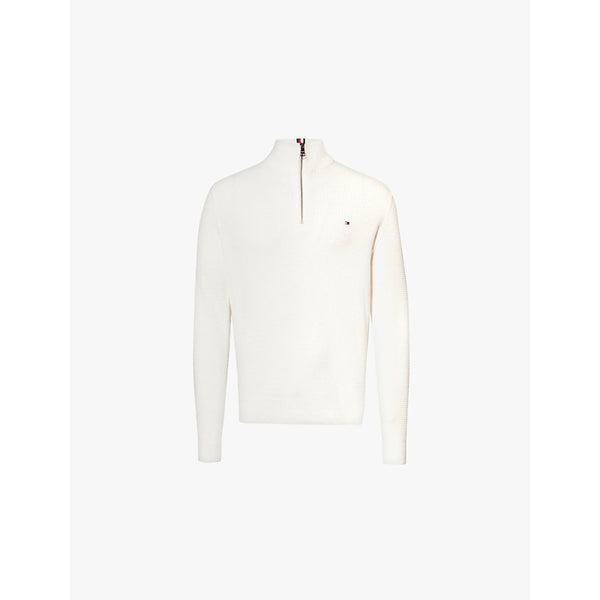  Tommy Hilfiger Logo-embroidered half-zip knitted sweatshirt