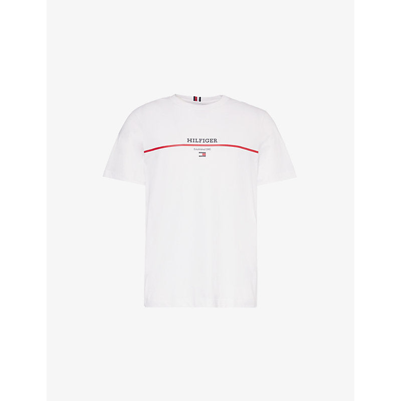  Tommy Hilfiger Logo-embroidered short-sleeve cotton-jersey T-shirt