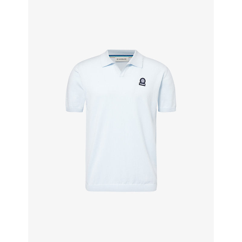  Sandbanks Brand-badge organic-cotton knitted polo shirt