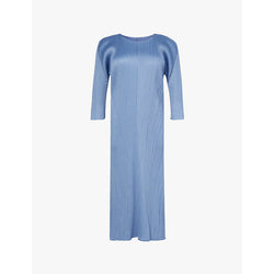 Pleats Please Issey Miyake June round-neck long-sleeve pleat-knit midi dress | PLEATS PLEASE ISSEY MIYAKE