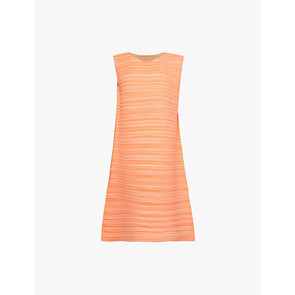 Pleats Please Issey Miyake Sheer sleeveless shift pleat-knit mini dress