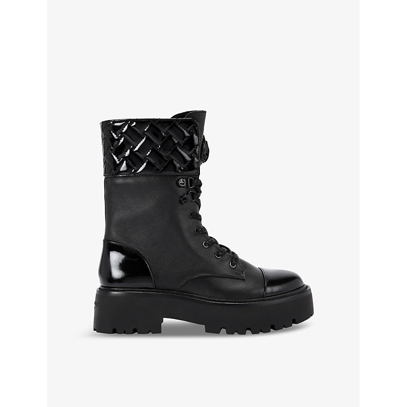 Kurt Geiger London Kensington quilted-cuff lace-up leather ankle boots | Kurt Geiger London