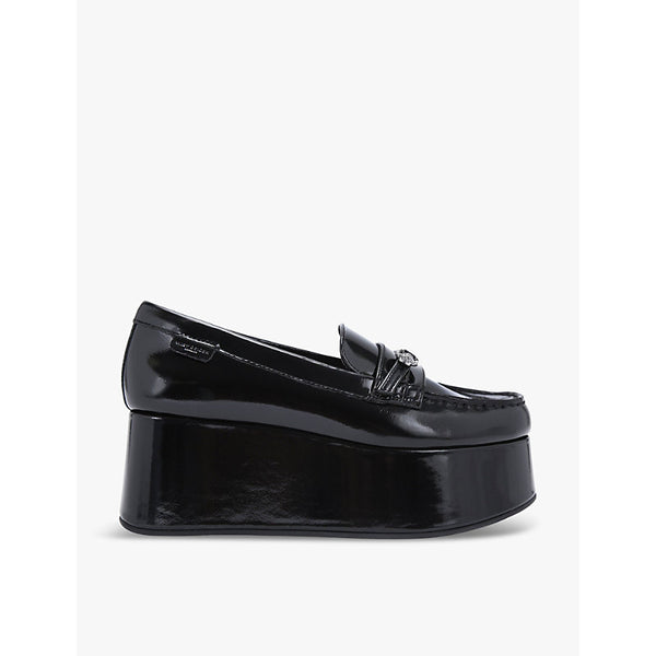 Kurt Geiger London Mayfair eagle-embellished flatform patent-leather loafers