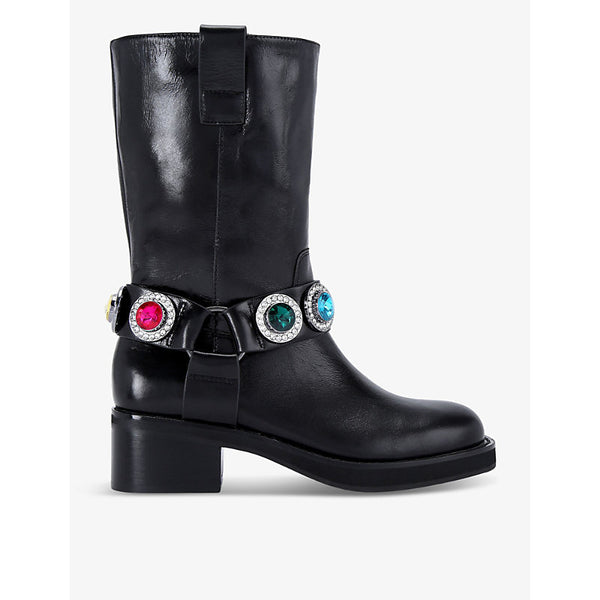 Kurt Geiger London Octavia jewel-embellished leather calf boots