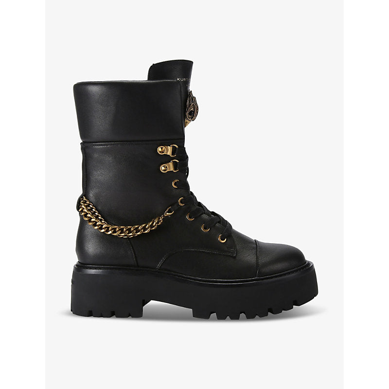 Kurt Geiger London Kensington eagle-embellished leather combat boots