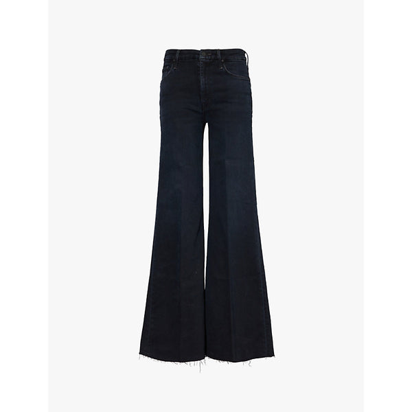 Mother The Roller raw-hem wide-leg mid-rise stretch-denim jeans