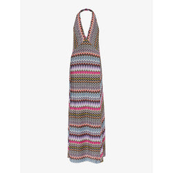 Missoni Chevron-pattern halter-neck knitted maxi dress | MISSONI