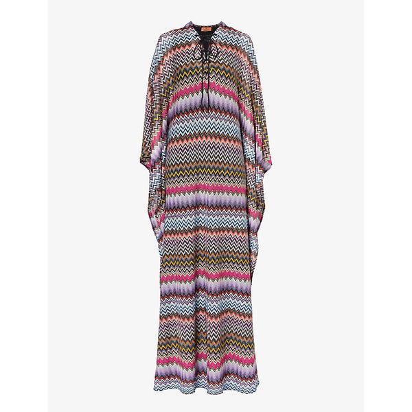 Missoni Chevron-pattern metallic knitted kaftan