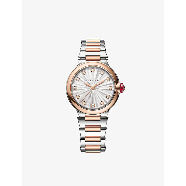 Bvlgari RE00009 Lvcea 18ct rose-gold, stainless-steel and 0.22ct diamond automatic watch