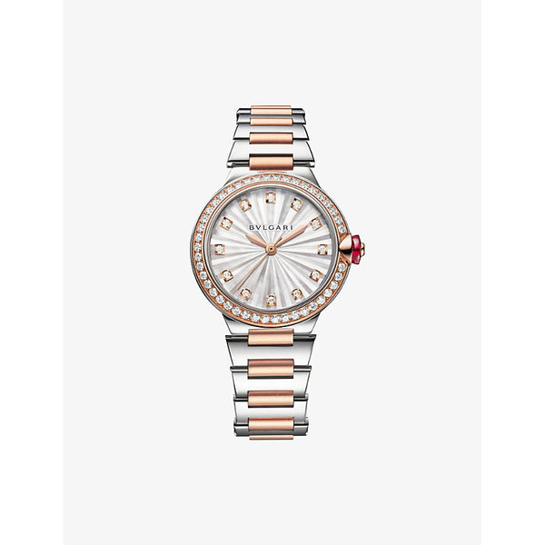 Bvlgari RE00010 Lvcea 18ct rose-gold, stainless-steel, 1.3000ct brilliant-cut diamond and mother-of-pearl automatic watch