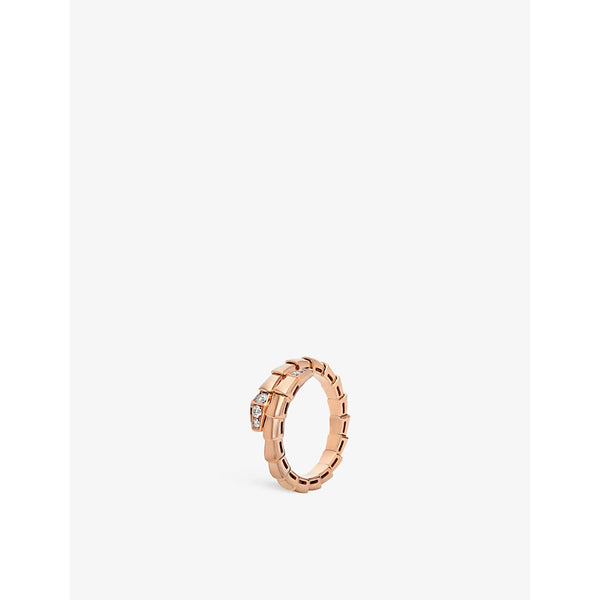 Bvlgari Serpenti Viper 18ct rose-gold and 0.14ct brilliant-cut diamond ring