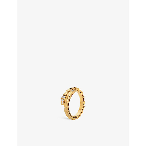 Bvlgari Serpenti Viper 18ct yellow-gold and 0.14ct brilliant-cut diamond ring