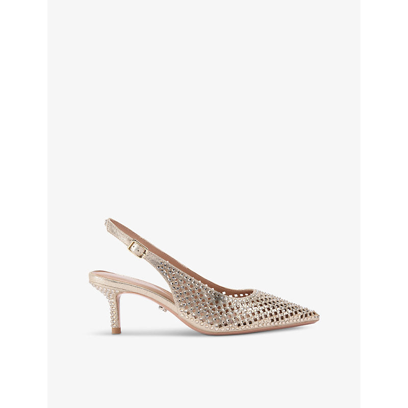 Carvela Lazer crystal-embellished mesh slingback shoes