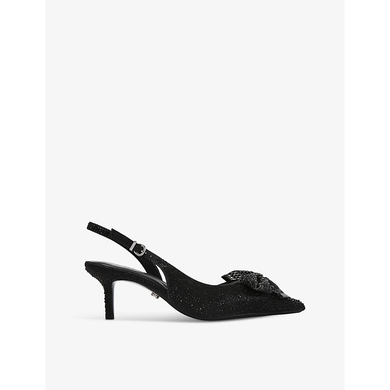 Carvela Regal bow crystal-embellished slingback heels