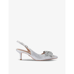 Carvela Regal crystal-bow kitten-heel woven slingbacks | Carvela