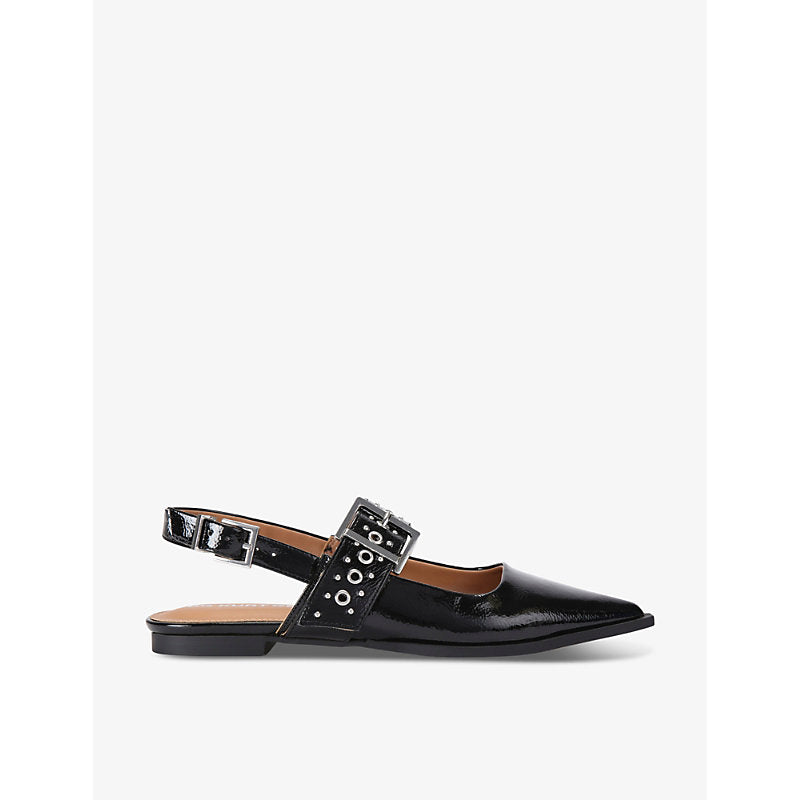 Kg Kurt Geiger Nova stud-embellished faux patent-leather ballet flats