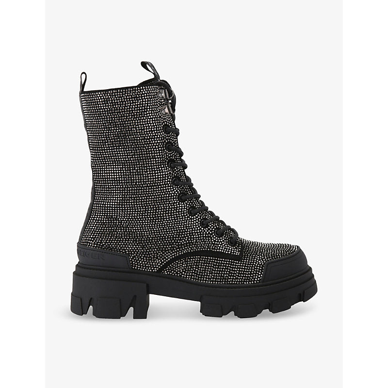 Kg Kurt Geiger Trekker gem-embellished faux-leather ankle boots