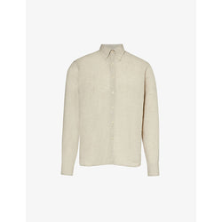  Oscar Jacobson Signature button-down collar linen shirt