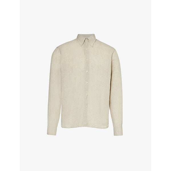  Oscar Jacobson Signature button-down collar linen shirt