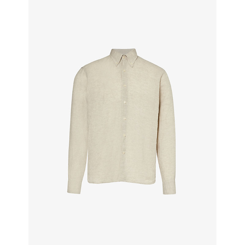  Oscar Jacobson Signature button-down collar linen shirt