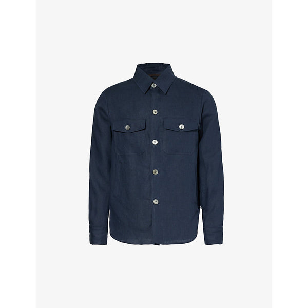  Oscar Jacobson Maverick spread-collar regular-fit linen overshirt