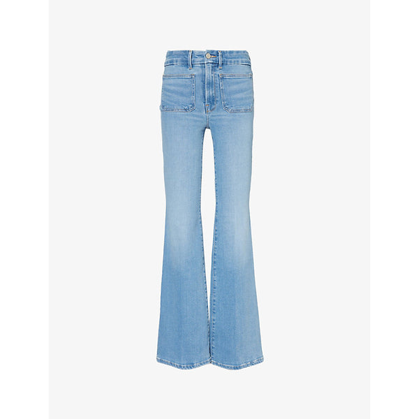  Good American Good Legs flared-leg mid-rise stretch-denim jeans