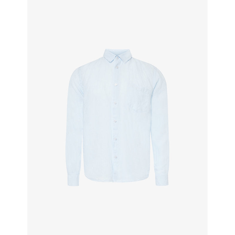  Vilebrequin Caroubis brand-embroidered linen shirt