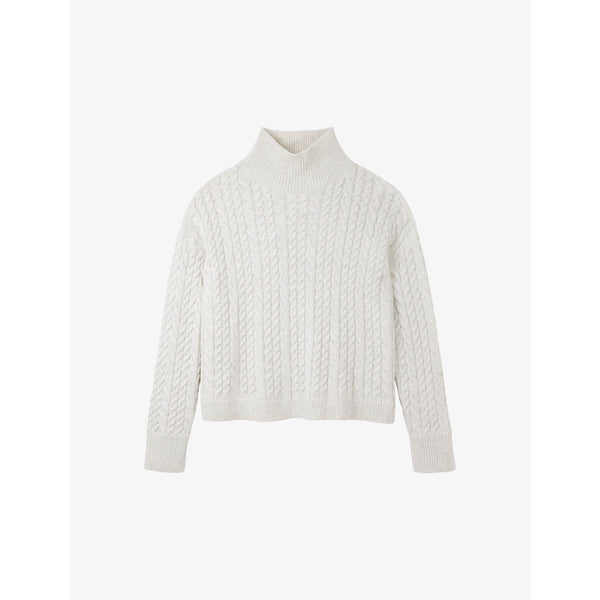 The White Company Sequin-embelished cable-knit organic cotton and wool-blend jumper